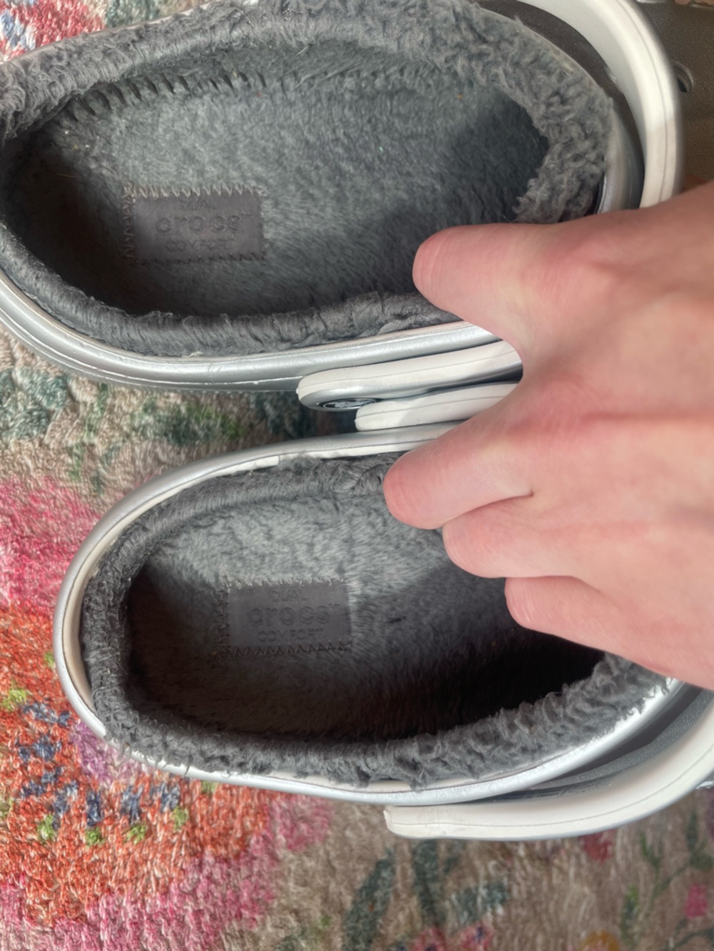 Silver Sherpa Lined Crocs - Picture 6 of 7
